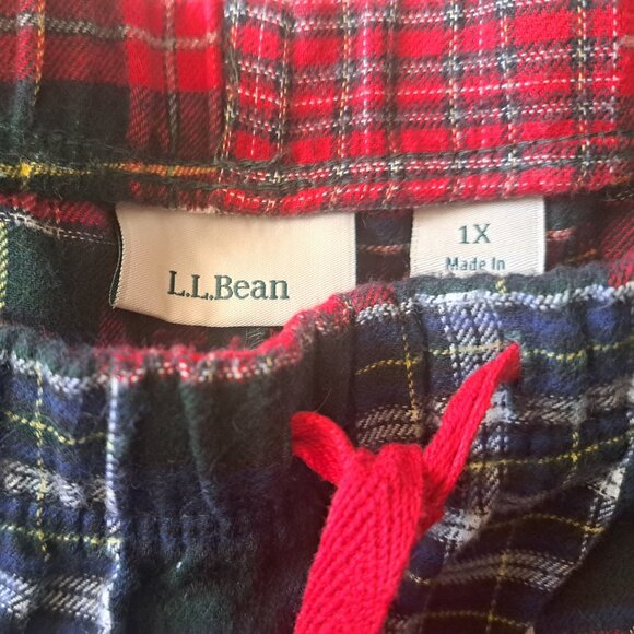 L.L. BEAN flannel patchwork PJ pants loungewear comfy plaid cotton ladies 1X - Picture 3 of 5